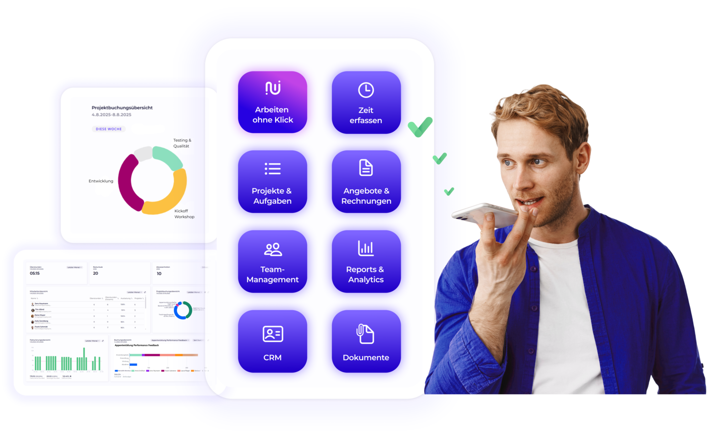 ERP für Dienstleister: Worksdone. Sprich und deine Arbeit ist erledigt.