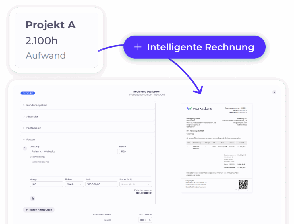 Arbeits- und Projektzeiterfassung 6 Intelligente Rechnungen erstellen Intelligente Rechnungen erstellen