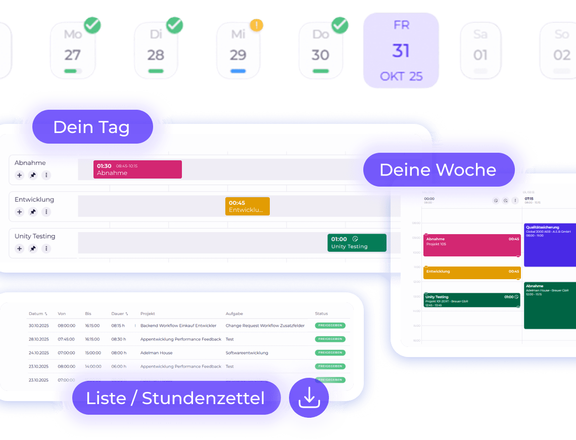 Zeiterfassung Tag Woche Liste 3