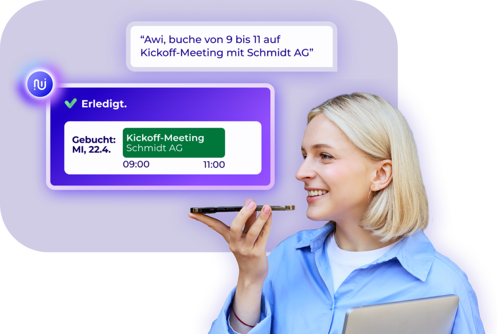 Projektzeiterfassung per Sprache: KI-Assistent Awi bucht Projektzeiten per Sprachbefehl direkt auf Kunde und Aufgabe