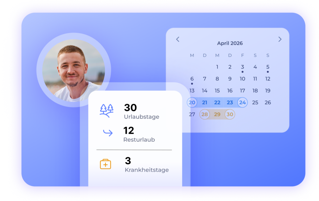 Arbeitszeiterfassung Software: Urlaubstage, Resturlaub und Krankheitstage je Mitarbeiter im Überblick – digital verwaltet in Worksdone
