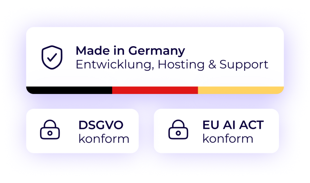 Worksdone – Made in Germany mit Entwicklung, Hosting und Support sowie DSGVO- und EU-AI-Act-Konformität.