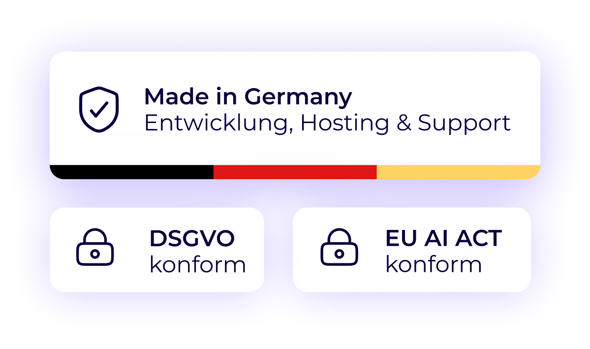 Worksdone – Made in Germany mit Entwicklung, Hosting und Support sowie DSGVO- und EU-AI-Act-Konformität.