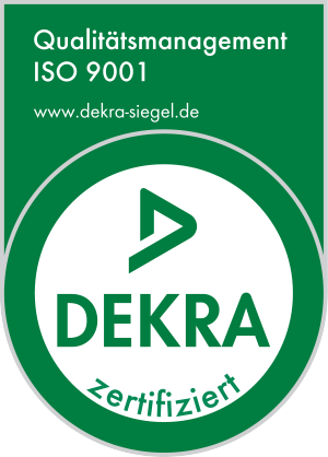 DEKRA-Zertifizierung für Qualitätsmanagement nach ISO 9001.
